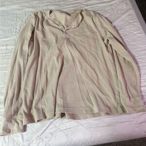 Cream Long Sleeve Henley Shirt